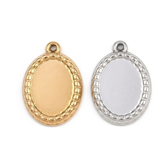 304 Настройки кабошон из нержавеющей стали кулон, овальные амулеты, ионное покрытие (ip)