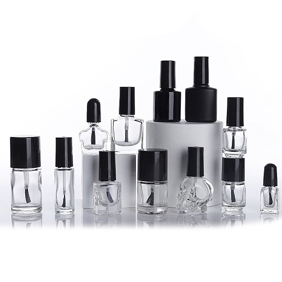 Прозрачный стеклянный лак для ногтей пустая бутылка, с кистью