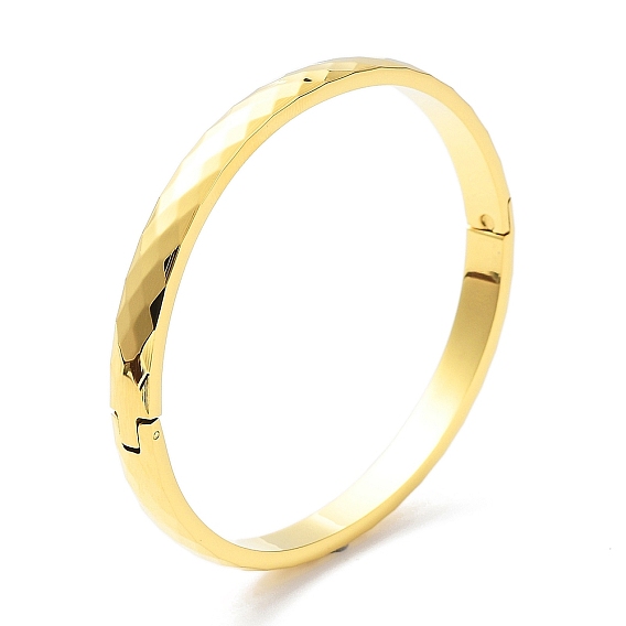Ion Plating(IP) 304 Stainless Steel Faceted Hinged Bangles for Woman