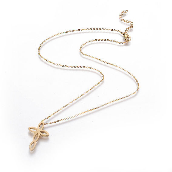 304 подвесные из нержавеющей стали ожерелья, с когтями омара застежками и кабельных цепей, крестик