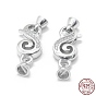 925 Sterling Silver Fold Over Clasps, with Cubic Zirconia, with 925 Stamp
