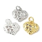 Латунные микропаве прозрачные кубические циркониевые подвески, текстурированное сердце, с целью перехода в кольце