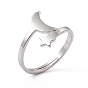201 Stainless Steel Moon & Star Adjustable Ring for Women