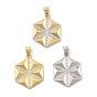 Латунные микро проложить кубического циркония подвески, без кадмия и без свинца, шестигранные прелести