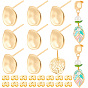 20Pcs Brass Stud Earring Findings, with Loop, Flat Round, with 20Pcs Brass Friction Ear Nuts