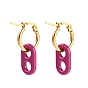 Soda Pull Tab Earrings, 304 Stainless Steel Hoop Earrings, with Alloy Enamel Pendant, Oval, Golden
