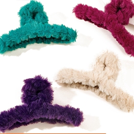 Plush Claw Hair Clips for Women, with Plastic Findings