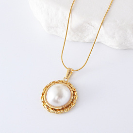 3 шт. европейские ожерелья из нержавеющей стали с имитацией жемчуга и полукруглыми подвесками для женщин, белые