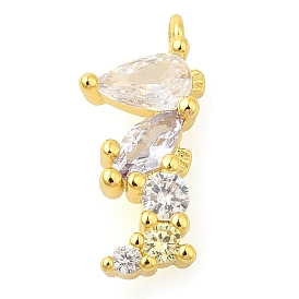 Rack Plating Brass Cubic Zirconia Charms, Long-Lasting Plated, Lead Free & Cadmium Free, Dog