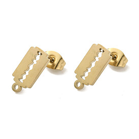 Ion Plating(IP) 304 Stainless Steel Stud Earring Findings, Rectangle