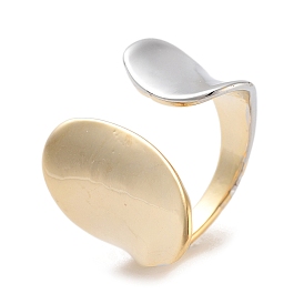 Brass Wide Open Cuff Ring for Women, Real 18K Gold Plated & Platinum