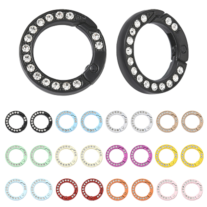 18 шт. 9 цвета цинковый сплав стразы пружинные затворные кольца, плоско-круглые