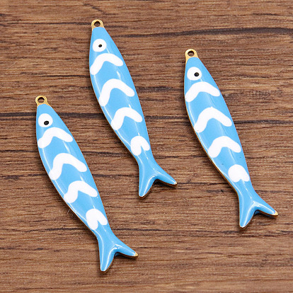 201 aus Stahl-Email-Anhänger, Fisch Charme, golden