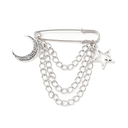 Булавки для килта из железа, с сплава прелести, Луна и звезды