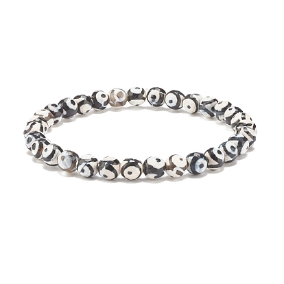 Natürliche Achat Perlen Stretch-Armbänder, gefärbt und erhitzt, facettiert, Runde