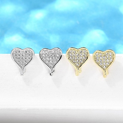 Сердце из латуни микро проложить кубического циркония шпильки уха, долговечный, без свинца и без кадмия, стойки покрытие