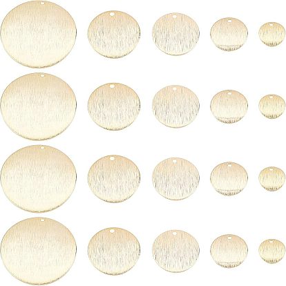 20шт 5 стиль латунные подвески, плоско-круглые