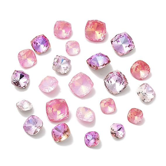 Стеклянные стразы кабошоны, точка назад и задняя пластина, граненые, квадратный