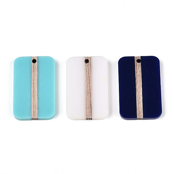 Кулоны из непрозрачной смолы и дерева, прямоугольные