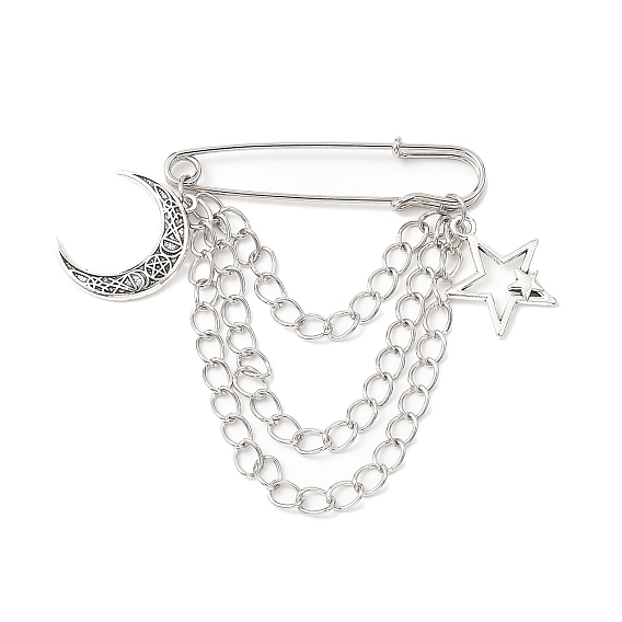 Булавки для килта из железа, с сплава прелести, Луна и звезды