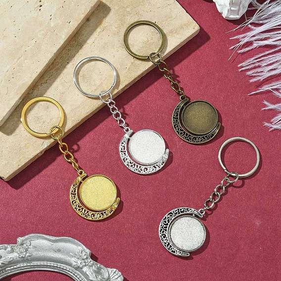 Porte-clés cabochon pendentif en alliage, avec porte-clés fendus