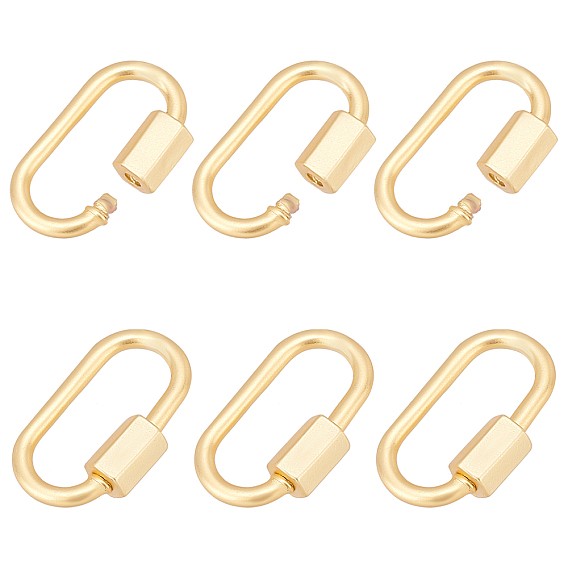 6шт. латунные винтовые карабины-замки-брелки, для изготовления ожерелий, долговечный, реальный 18 k позолоченный, овальные