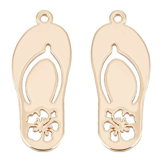 10 латунные подвески шт., без никеля , тапочки с цветком