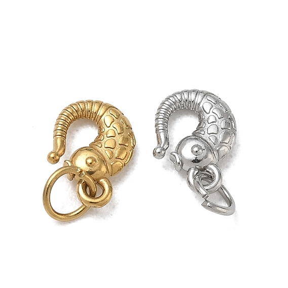 SHEGRACE Fish 304 Stainless Steel S-Hook Clasps, with Jump Ring