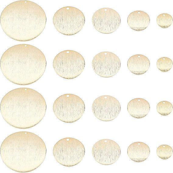 20шт 5 стиль латунные подвески, плоско-круглые