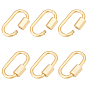 6шт. латунные винтовые карабины-замки-брелки, для изготовления ожерелий, долговечный, реальный 18 k позолоченный, овальные