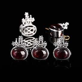 Natural Garnet Beads, with Alloy Findings, Oval