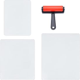 4шт 4 стиль плоская прямоугольная акриловая доска, с резиновой роликовой щеткой, для инструмента алмазной живописи diy