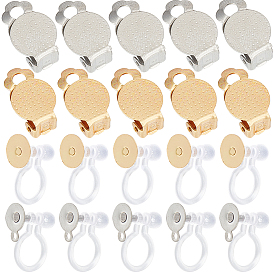 40 шт. 4 стили 304 фурнитура для сережек-клипс из нержавеющей стали, серьги настройки, плоско-круглые