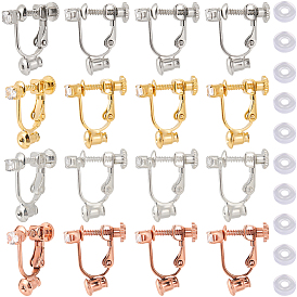 16 шт. 4 цвета латунь с кубическим цирконием клипсы конвертеры фурнитура, для не проколотых ушей, с 16 силиконовыми подушечками