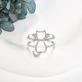 Регулируемые манжеты из цинкового сплава для женщин, со стразами, форма кошки