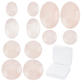 36 pcs 6 cabochons de quartz rose naturel de style, demi-rond/dôme & ovale