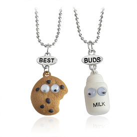 3D Cookie Milk Necklace for Best Friends - Cute and Fun Design!