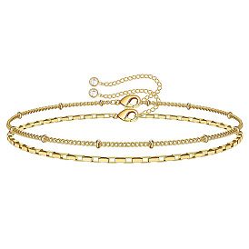 Versatile Exquisite Plaid Bracelet Thin Round Bead Chain Simple Double Layer Jewelry Set