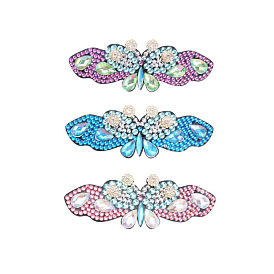 DIY 3Pcs 3 Color Butterfly Hair Clip Diamond Painting Kits, Including Hairpin, Tweezers, Resin Rhinestones, Diamond Sticky Pen, Tray Plate and Glue Clay
