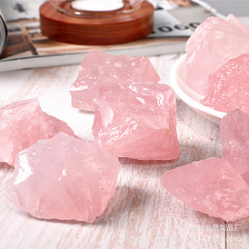 Raw Rough Natural Rose Quartz Ornament, Nuggets Healing Stone for Home Decoration