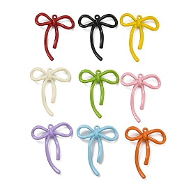 Spray Paint Alloy Pendants, Lead Free & Cadmium Free, Bowknot Charms