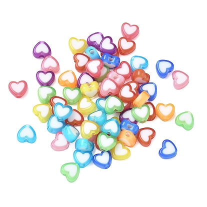 Непрозрачные акриловые бусины, бусина в бусине, сердце