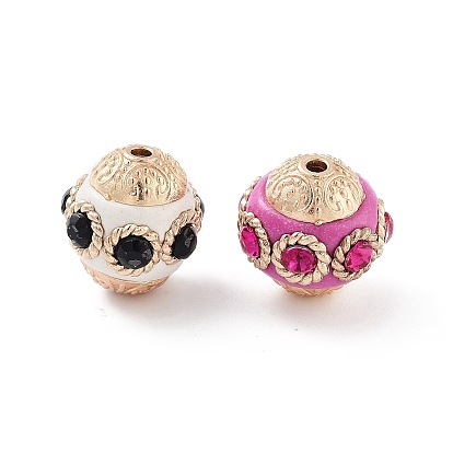 Индонезийские бусины ручной работы, с сплава и стекла, двухконусные, золотые