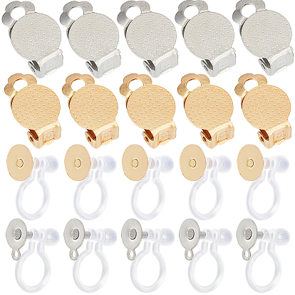 40 шт. 4 стили 304 фурнитура для сережек-клипс из нержавеющей стали, серьги настройки, плоско-круглые