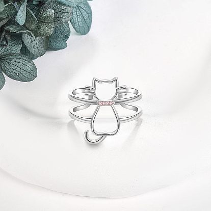 Регулируемые манжеты из цинкового сплава для женщин, со стразами, форма кошки