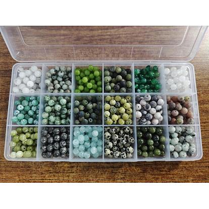 900Pcs 18 Style Natural Mixed Gemstone Round Beads