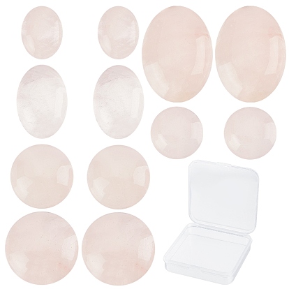 36 pcs 6 cabochons de quartz rose naturel de style, demi-rond/dôme & ovale