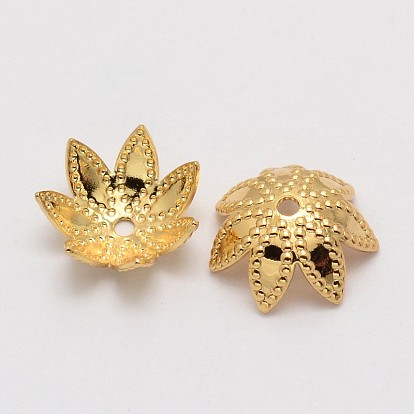 Латунные причудливые колпачки для бусин с несколькими лепестками, без кадмия, без никеля и без свинца, 9x4 мм, отверстие : 1 мм