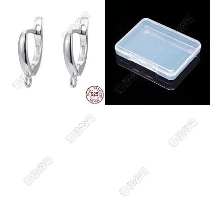 1 Paar rhodinierte 925 Sterling-Silber-Ohrringe mit Klappverschluss, Mit Schlaufen zurückriegeln, mit 925 Stempel