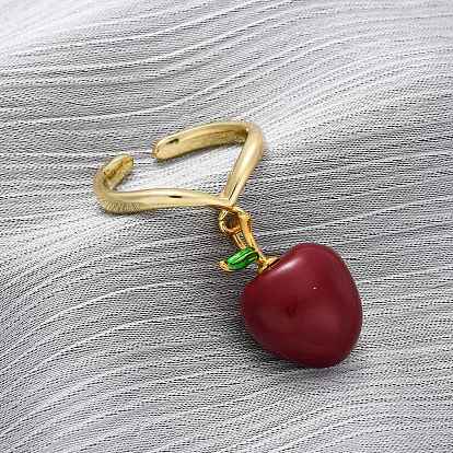 Латунные эмалевые открытые манжеты для женщин, яблоко, стойки покрытие, прочное покрытие, без кадмия и без свинца